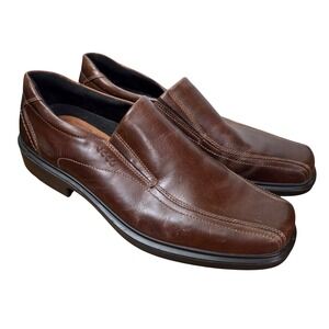Ecco Helsinki Coca Brown Square toe leather loafers Dress Shoesize EU 45/11-11.5